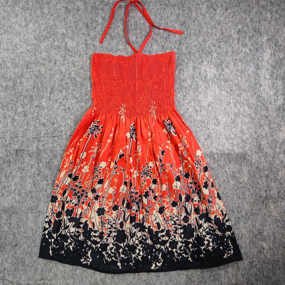 Summer Tropical Island Travel Cynthia Mehra Floral Print Smocked Vacation Dress